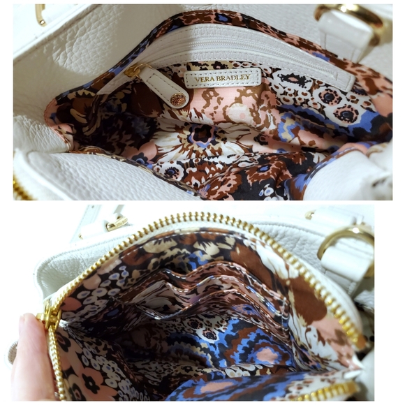 Vera Bradley Bags Vera Bradley Leather Emma Mini Quilted Satchel Crossbody Bag Ecru White